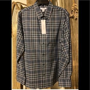Calvin Klein Gray Plaid Long Sleeve Button Shirt M